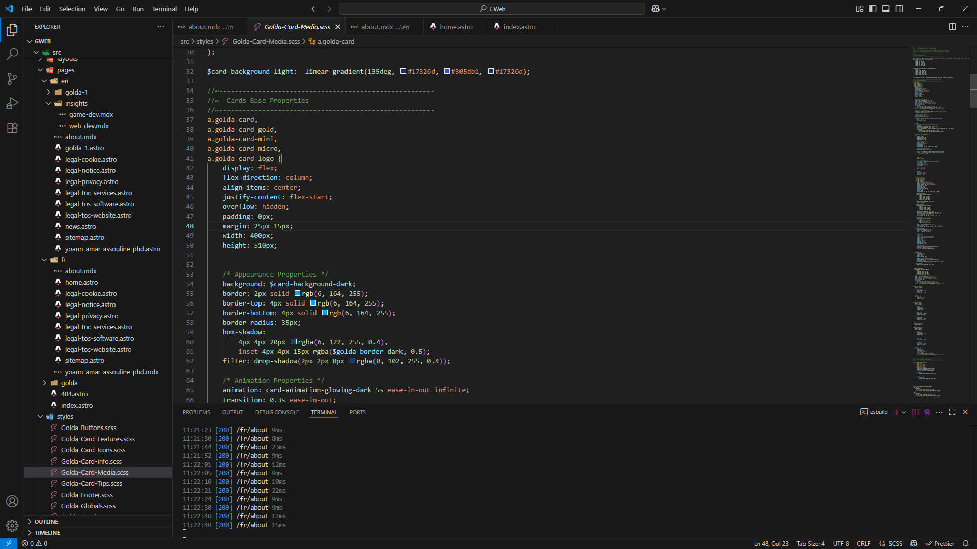 Visual Studio Code editor displaying the Goldanniyatech website