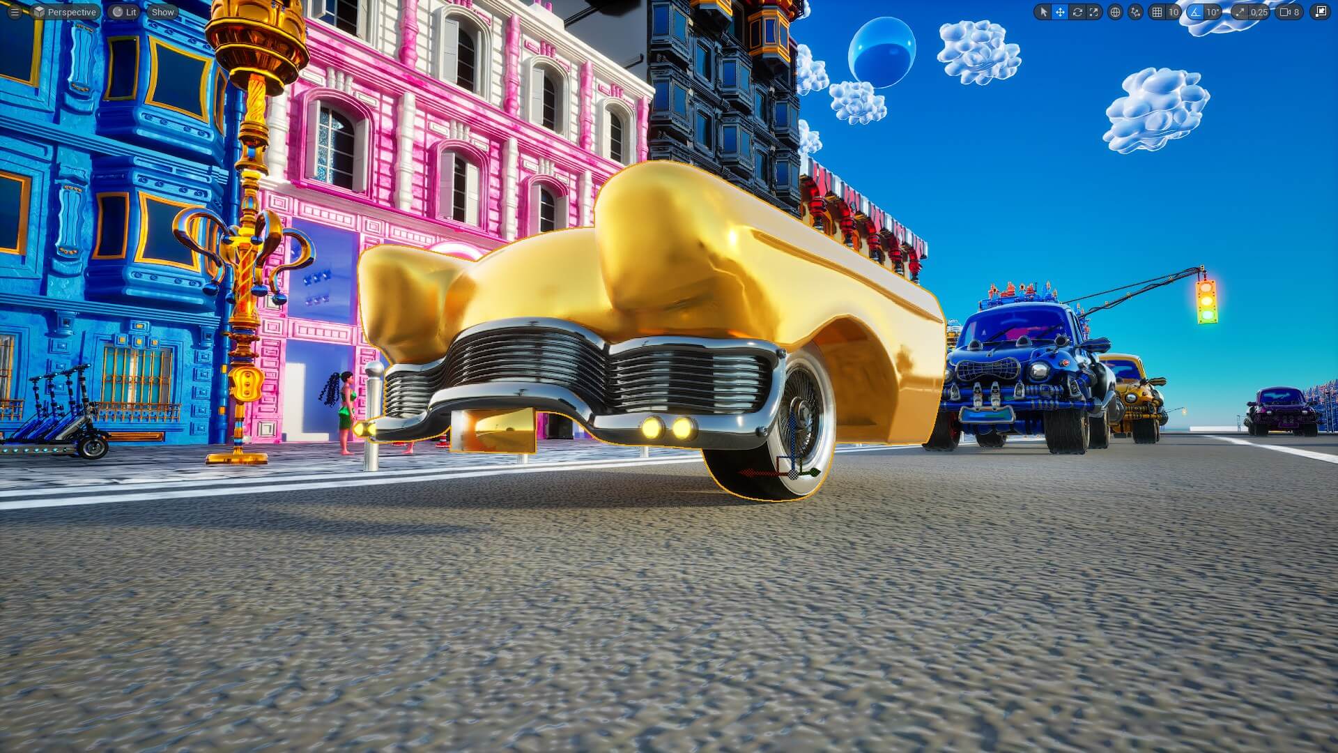 Unreal Engine in-game screenshot of the Amber Car from Goldanniyatech