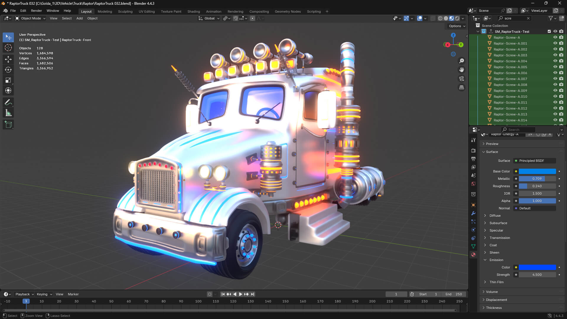 Blender screenshot of the Raptor Truck from Goldanniyatech