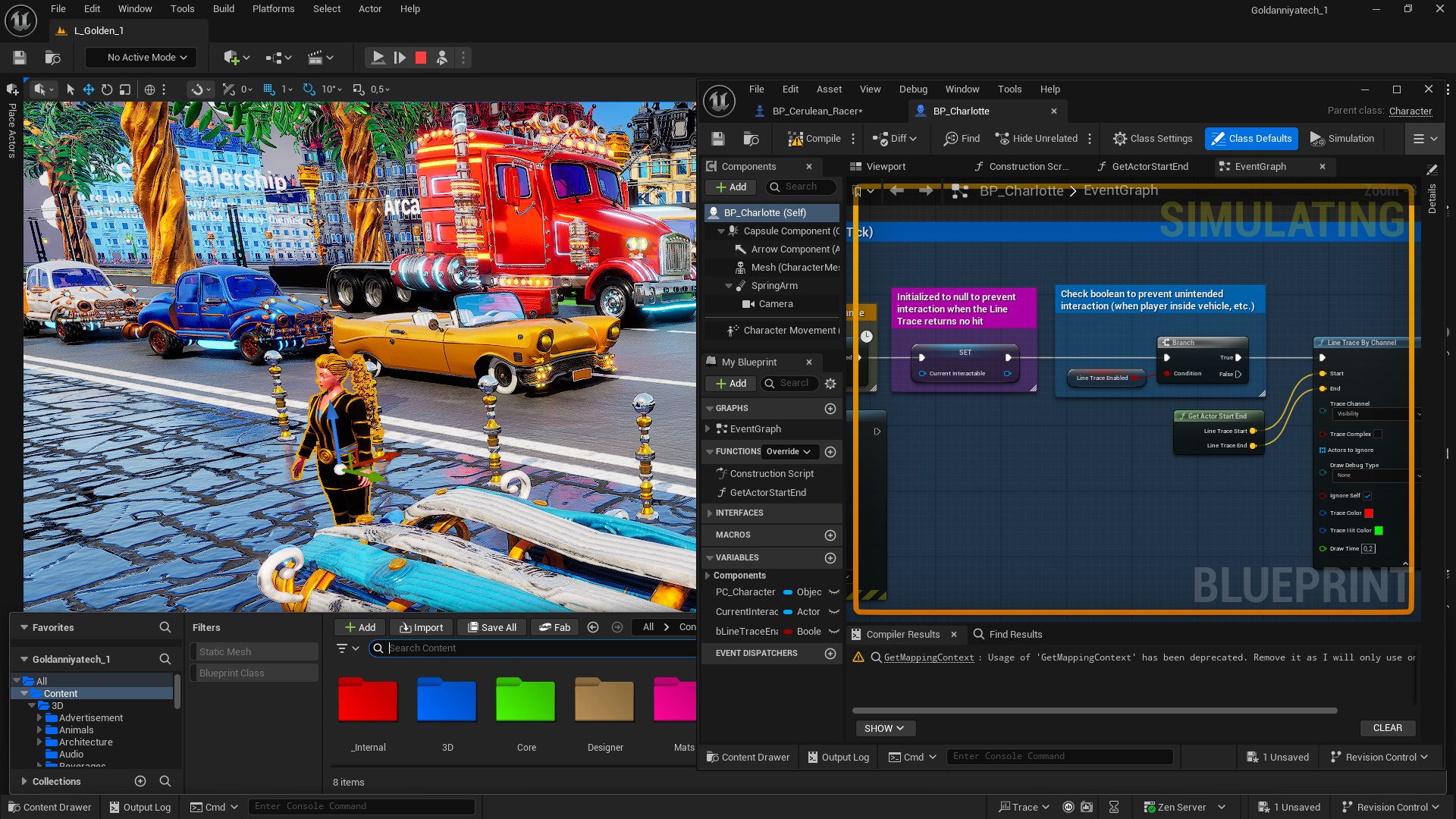 Unreal Engine Editor showing my game Goldanniyatech