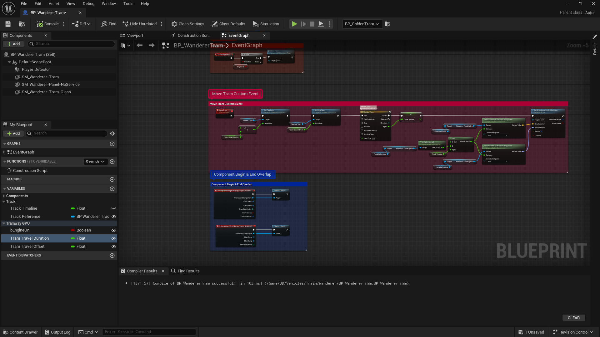 Blueprint tramway Wanderer Unreal Engine