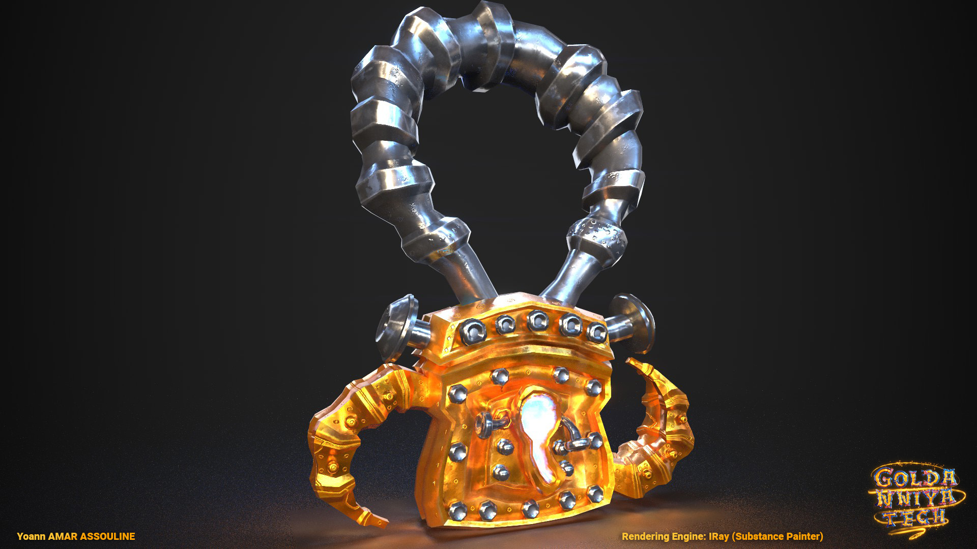 Giga Padlock render in Substance Painter IRay