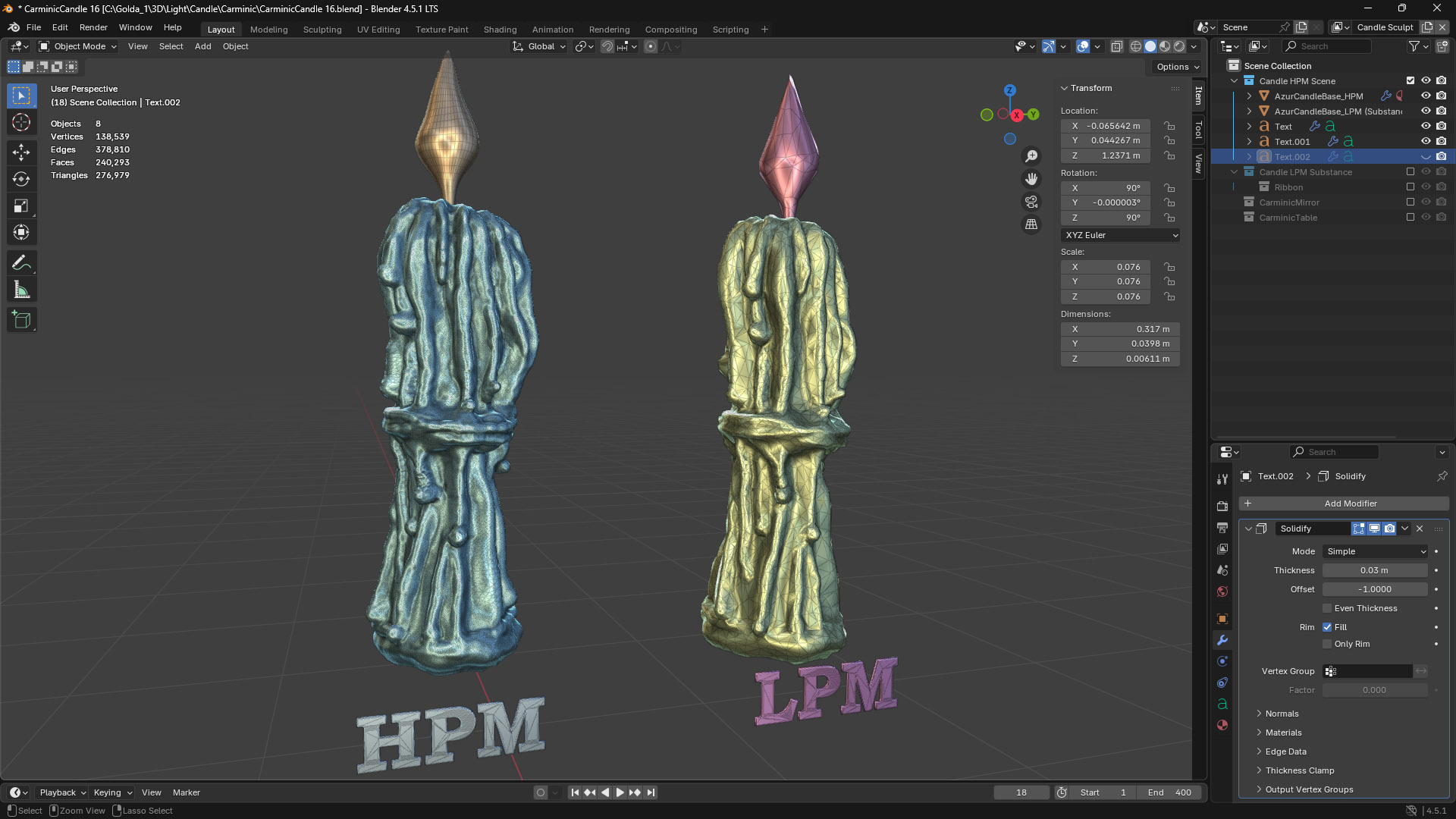 Carminic Candle Render