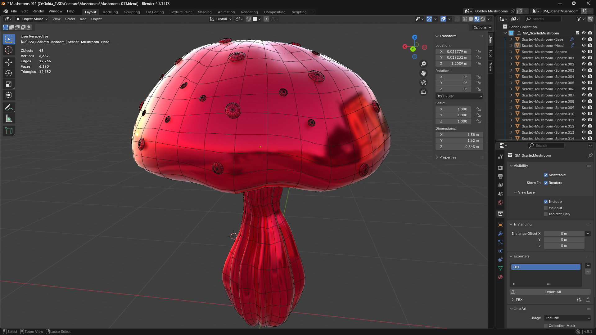 Scarlet Mushroom Render